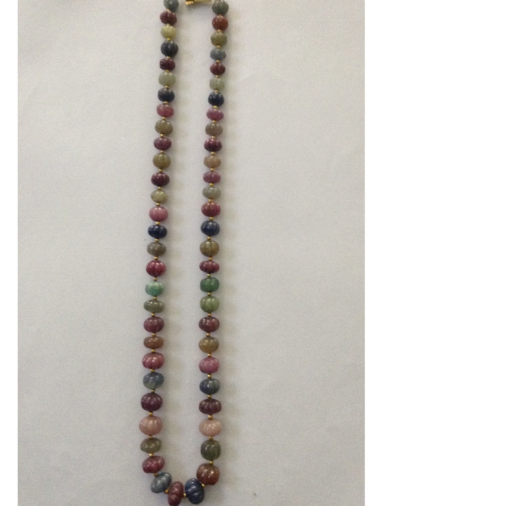 Natural Multi Colour Sapphires Kharbuja Beeds Mala JSM0091