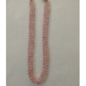 Natural Pink Rose Quartz Round Faceted Beeds Necklace JSS0087