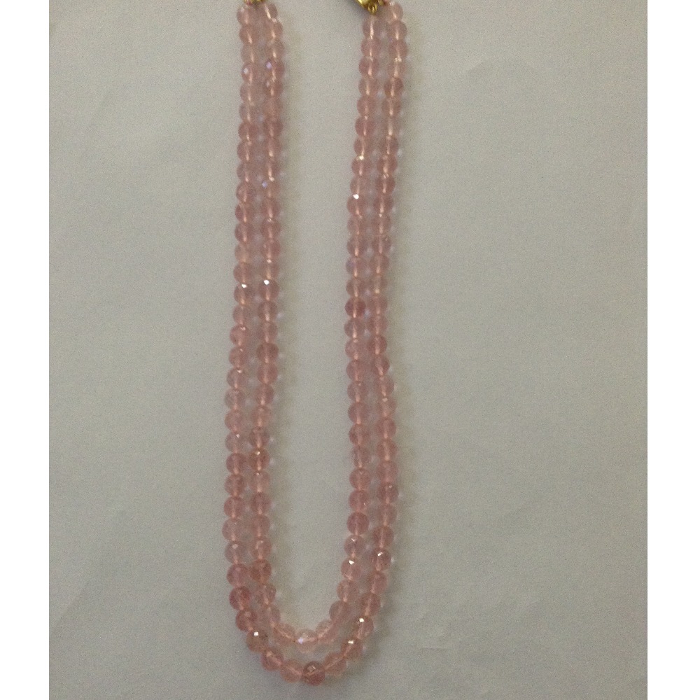 Natural Pink Rose Quartz Round Faceted Beeds Necklace JSS0087