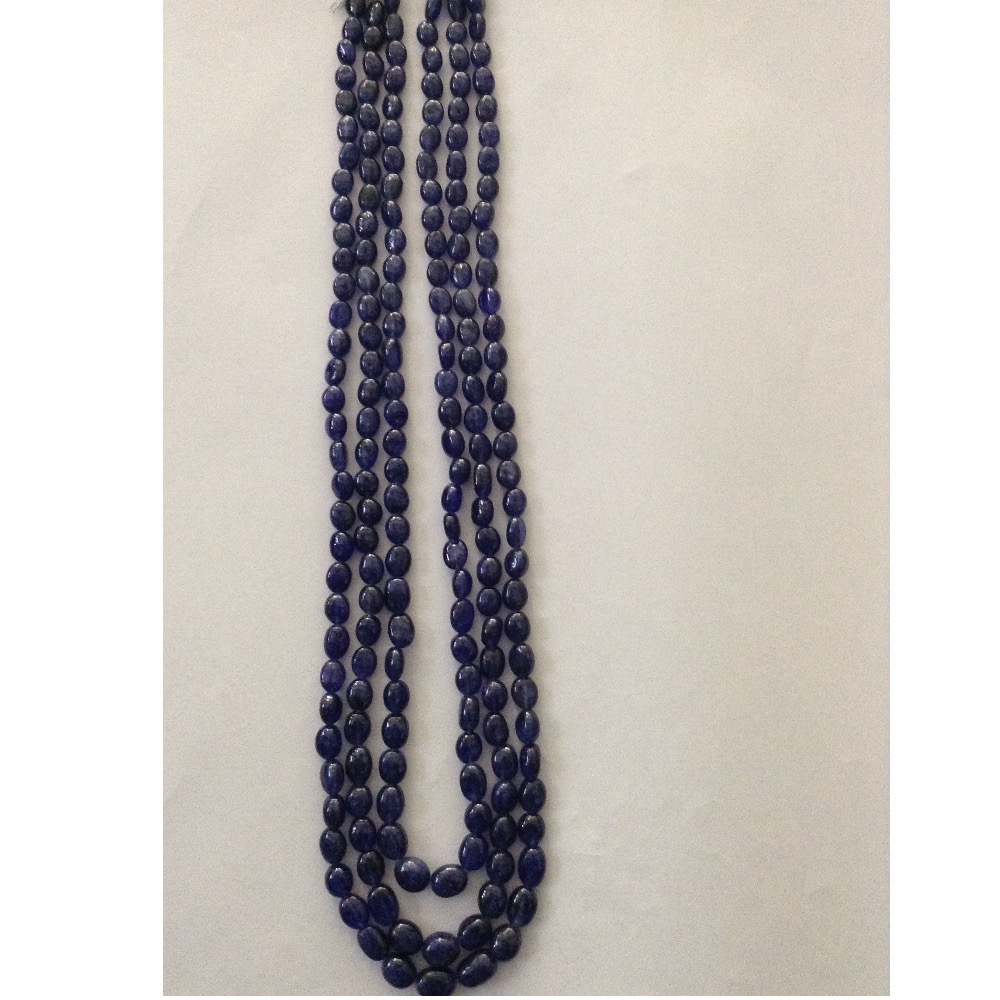 Natural Blue Sapphires Oval Aweja 3 Layers Necklace JSB0086
