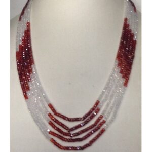 Natural White Orange Cubic Zirconia Round Beeds Necklace JSS0085