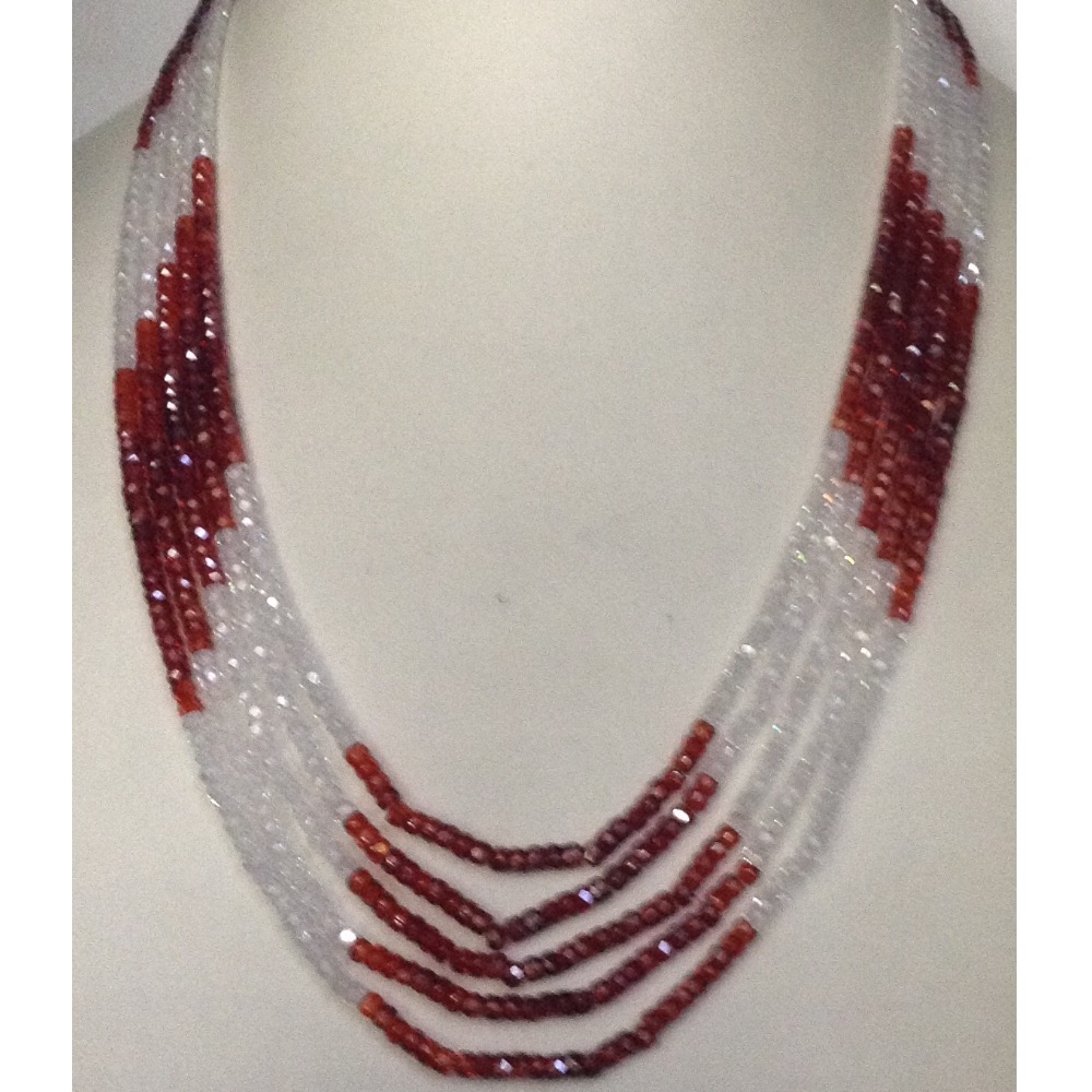 Natural White Orange Cubic Zirconia Round Beeds Necklace JSS0085