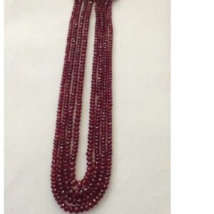 Natural Red Ruby Glass Filled Faceted Round Beeds Necklace JSR0083