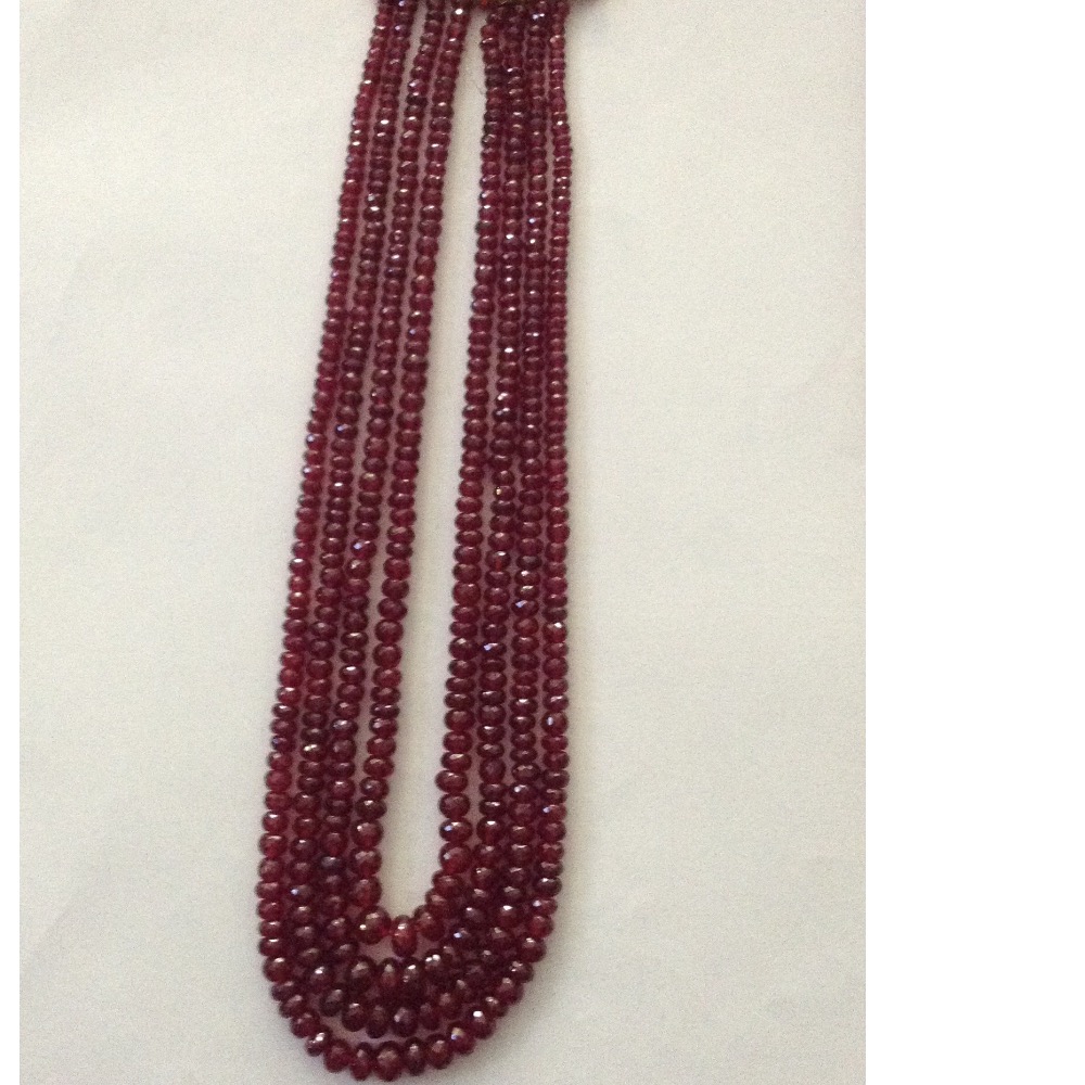 Natural Red Ruby Glass Filled Faceted Round Beeds Necklace JSR0083