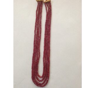 Natural Red Ruby Faceted Round Beeds Necklace JSR0082
