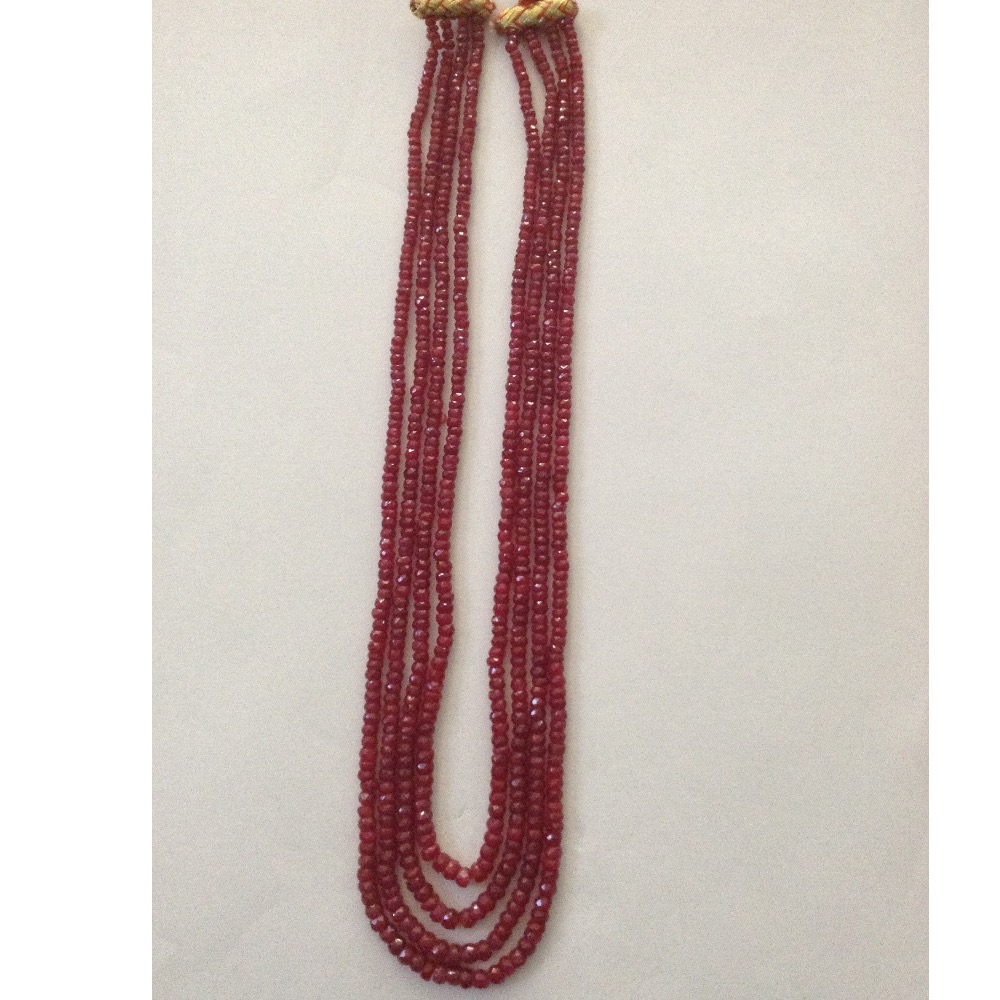 Natural Red Ruby Faceted Round Beeds Necklace JSR0082