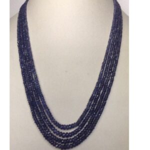Natural Blue Sapphires Faceted Round Beeds Neckalce JSB0084