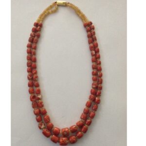 Natural Orange Corals Oval Drums And Opal Beeds Necklace JSC0076