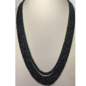 Natural Green Emeralds Faceted Round Beeds Necklace JSE0081