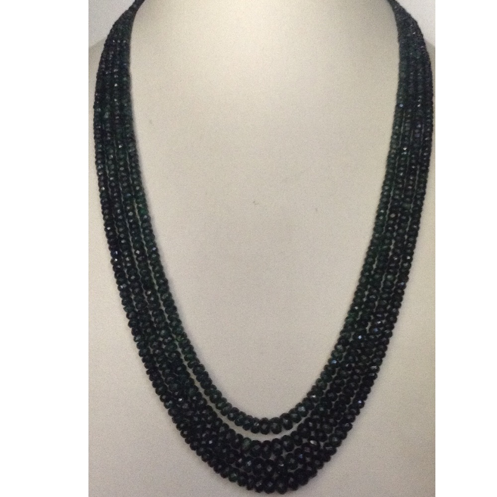 Natural Green Emeralds Faceted Round Beeds Necklace JSE0081