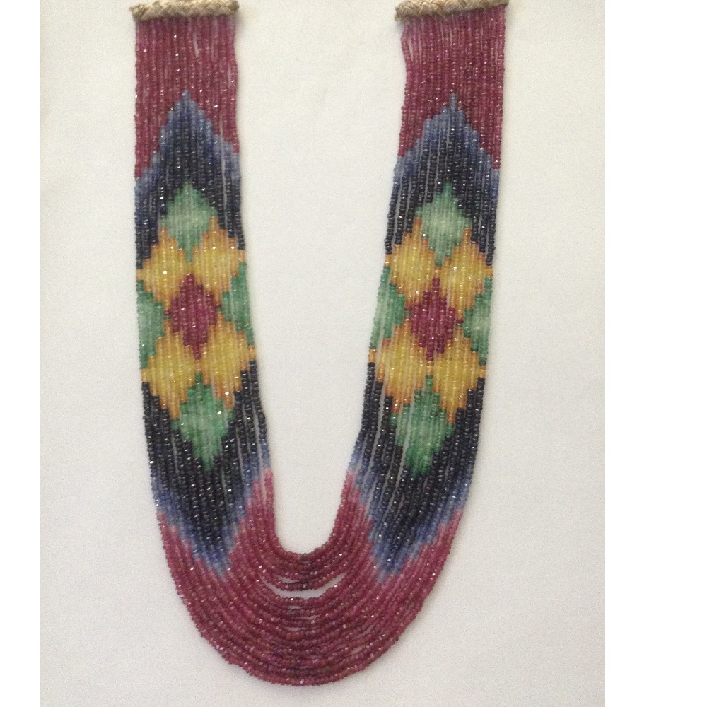 Natural Multi Colour Rainbow Round Beeds 13 Layers Necklace JSM0069