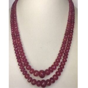 Natural Red Rubies Round Graded Beeds Necklace JSR0072