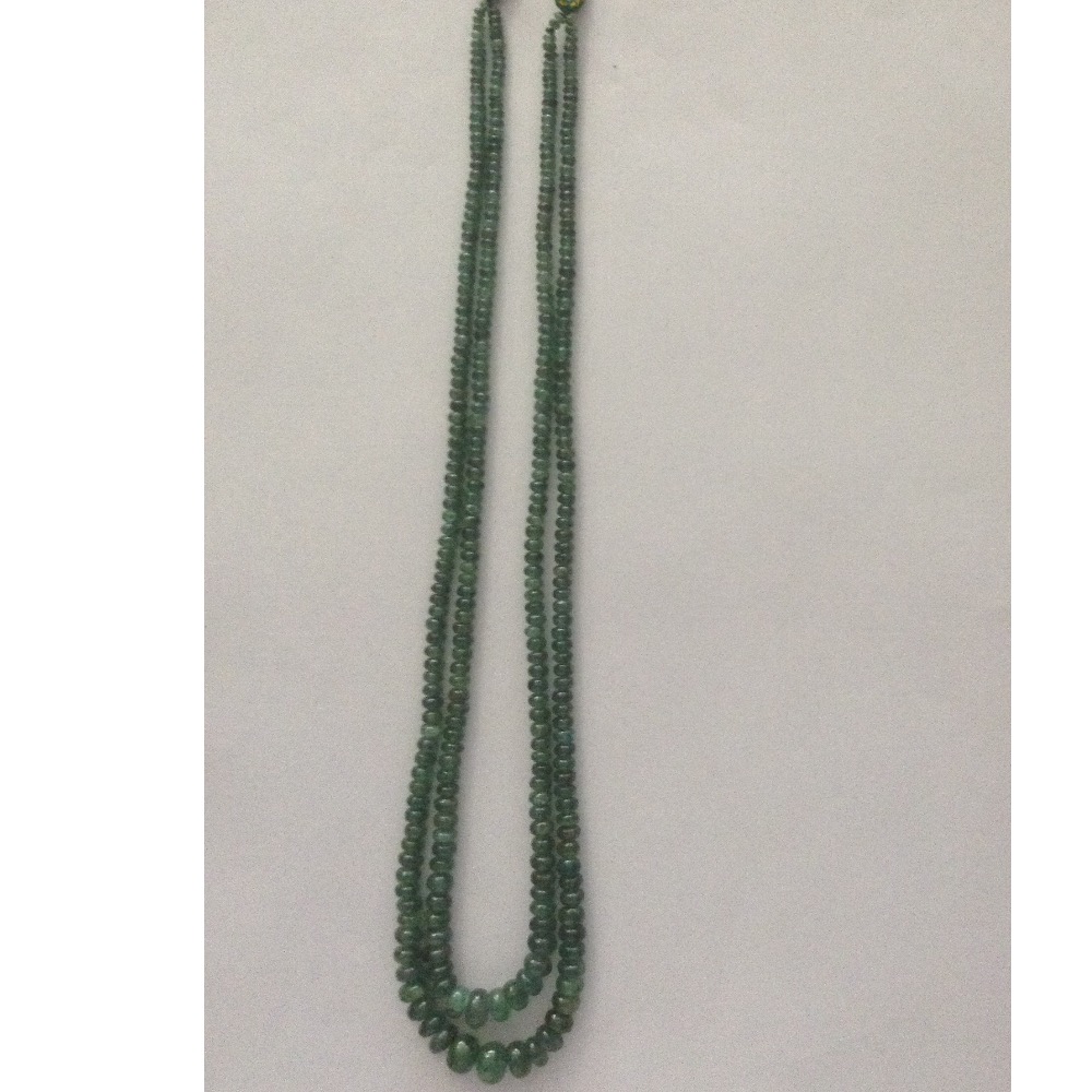 Natural Green Emeralds Round Beeds 2 Layers Necklace JSE0073