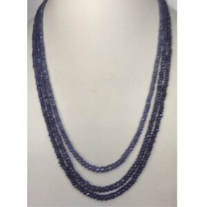 Natural Blue Sapphires Faceted Round Beeds Necklace JSB0068