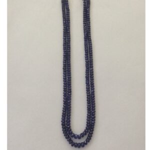 Natural Blue Sapphires Faceted Round Beeds Necklace JSB0067