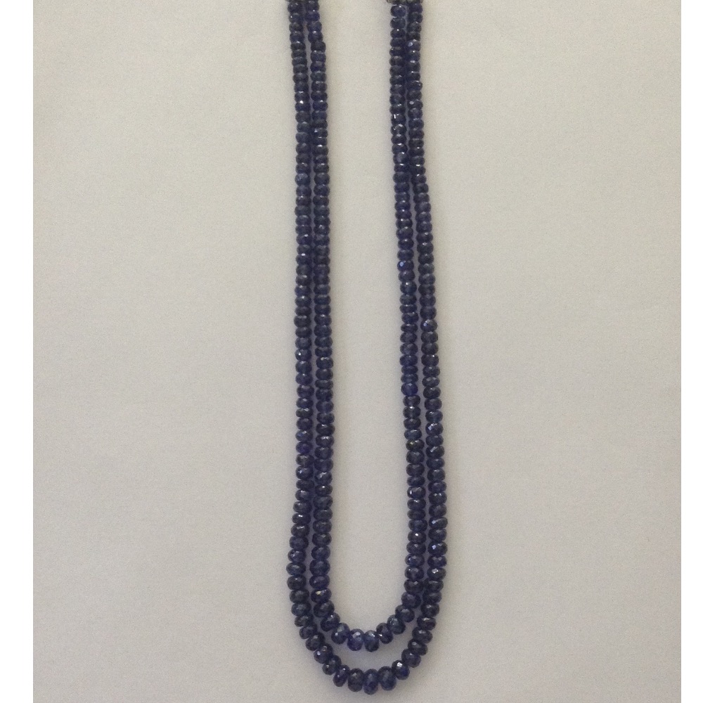Natural Blue Sapphires Faceted Round Beeds Necklace JSB0067
