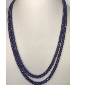 Natural Blue Sapphires Faceted Round Beeds Necklace JSB0067