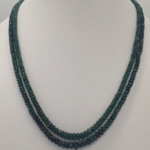Natural Green Emeralds Faceted Round Beeds Necklace JSE0074