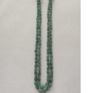 Natural Green Emeralds Oval Tumbles 2 Layers Necklace JSE0061