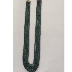 Natural Green Emeralds Faceted Round Beeds Necklace JSE0062