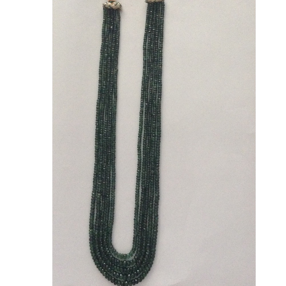 Natural Green Emeralds Faceted Round Beeds Necklace JSE0062