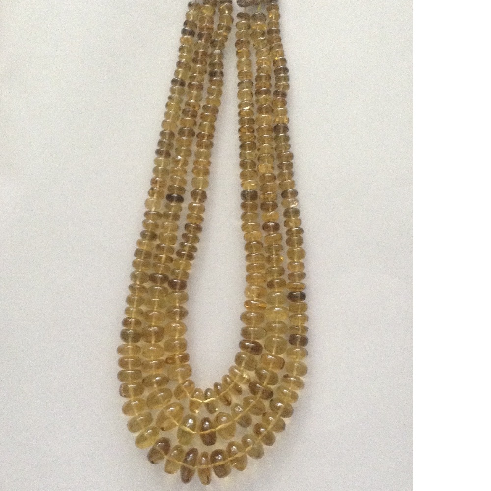 Natural Golden Citrine Round Beeds 3 Layers Necklace JSS0056
