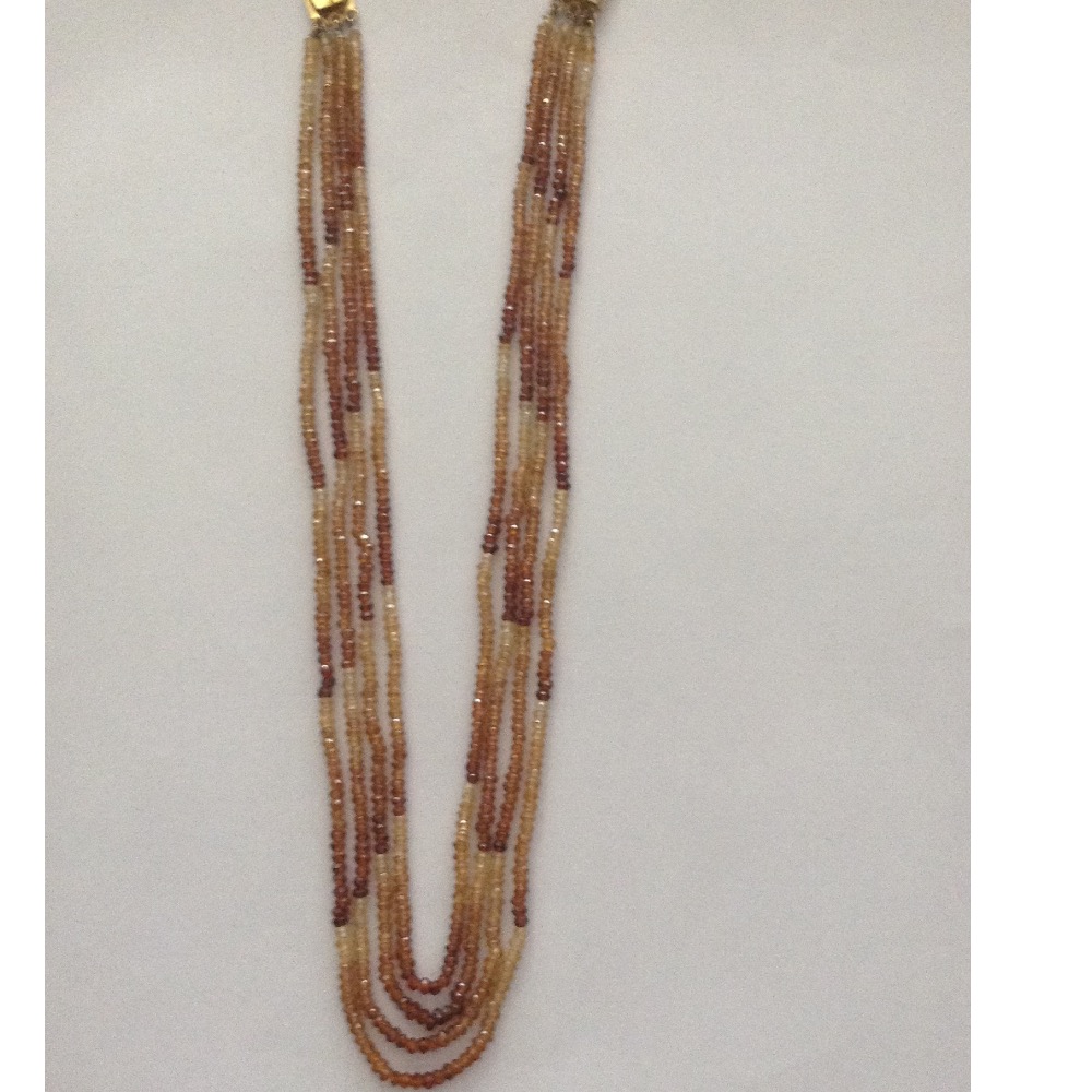 Natural Brown Gomed Faceted Beeds 4 Layers Necklace JSS0053