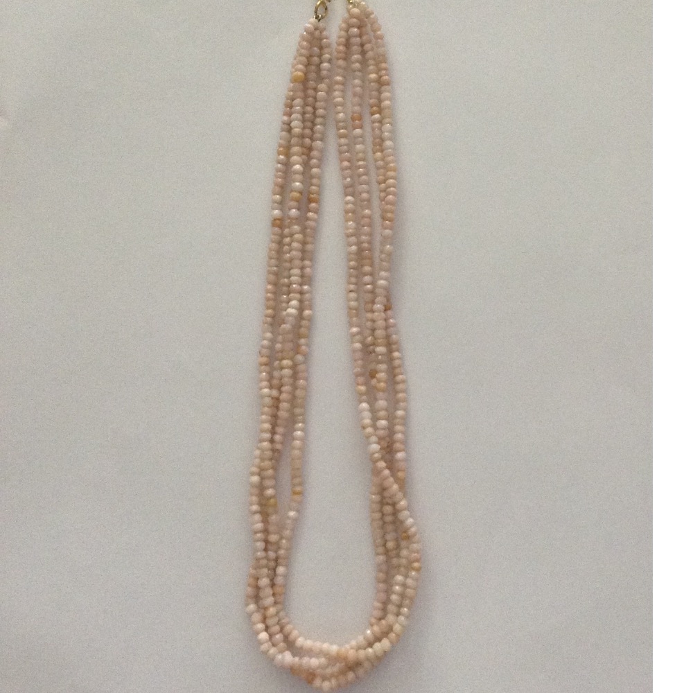 Natural Pink Opal Faceted Beeds 4 Layers Necklace JSS0035