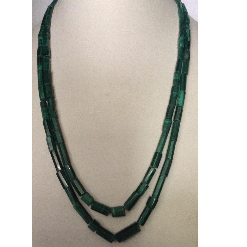 Natural Green Melagite Faceted Drums 2 Layers Necklace JSS0033