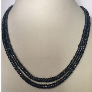 Natural blue kunzite faceted beeds 2 layers necklace JSS0048