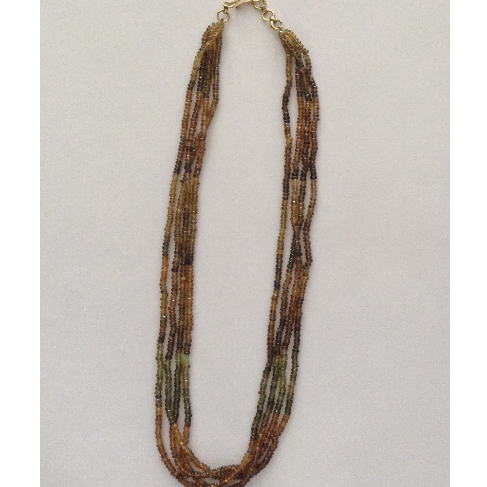 Natural Brown Petro Faceted Round Beeds 4 Layers Necklace JSS0032