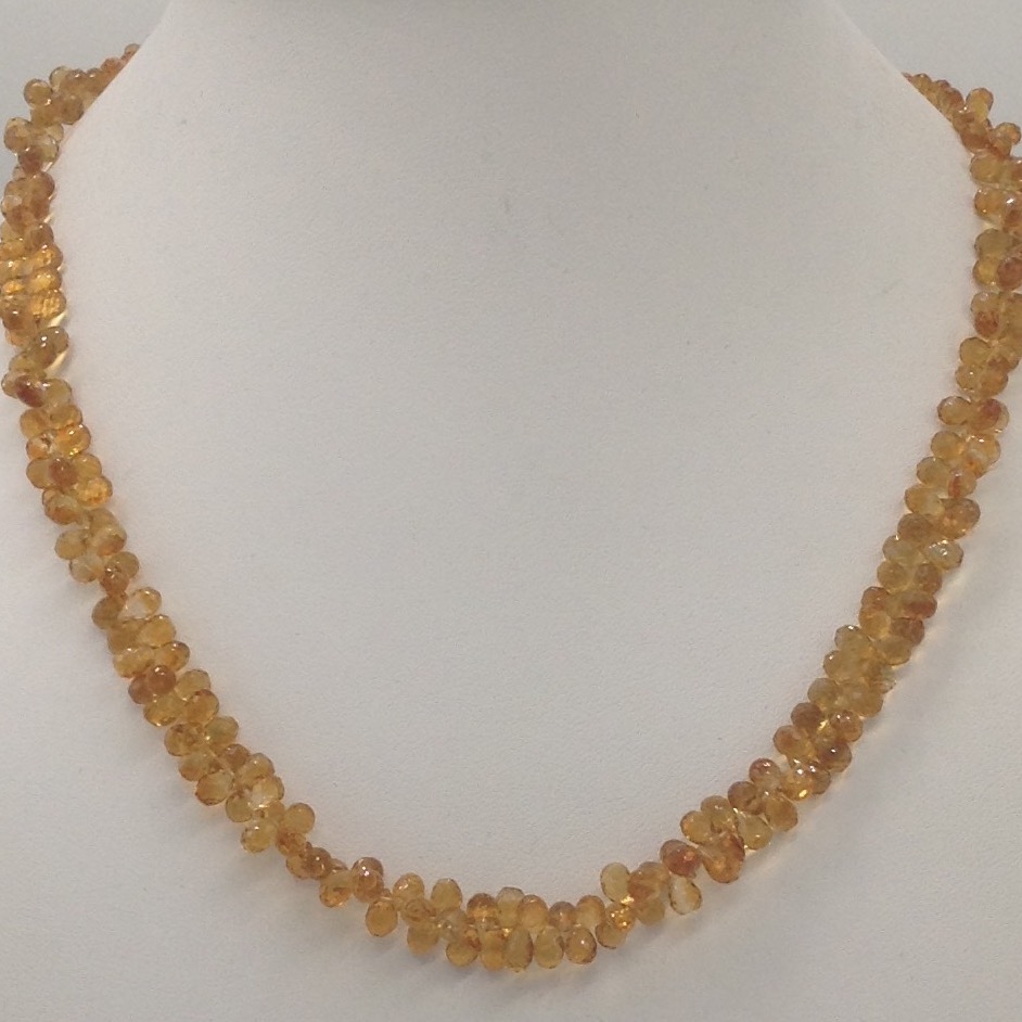 Natural golden citrine faceted drops mala JSS0038
