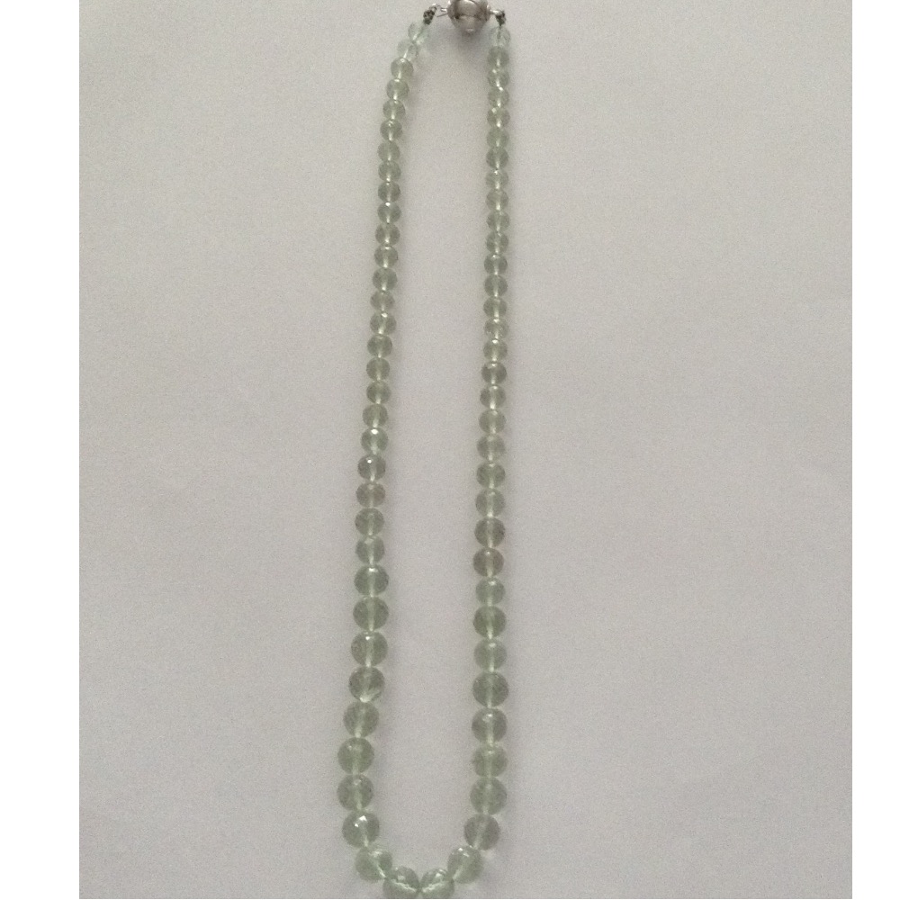 Natural Green Amethyst Round Faceted Beeds Mala JSS0050
