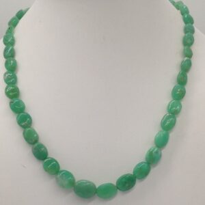 Natural Green Beryl Oval Tumbles Mala JSS0046