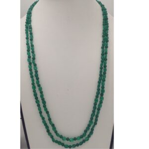 Natural Green Onyx Oval Beeds 2 Layers Necklace JSS0043