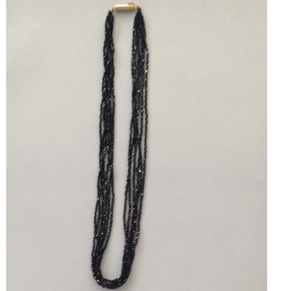 Natural Black CZ Round Faceted Beeds 6 Layers Necklace JSS0030