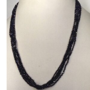 Natural Black CZ Round Faceted Beeds 6 Layers Necklace JSS0030
