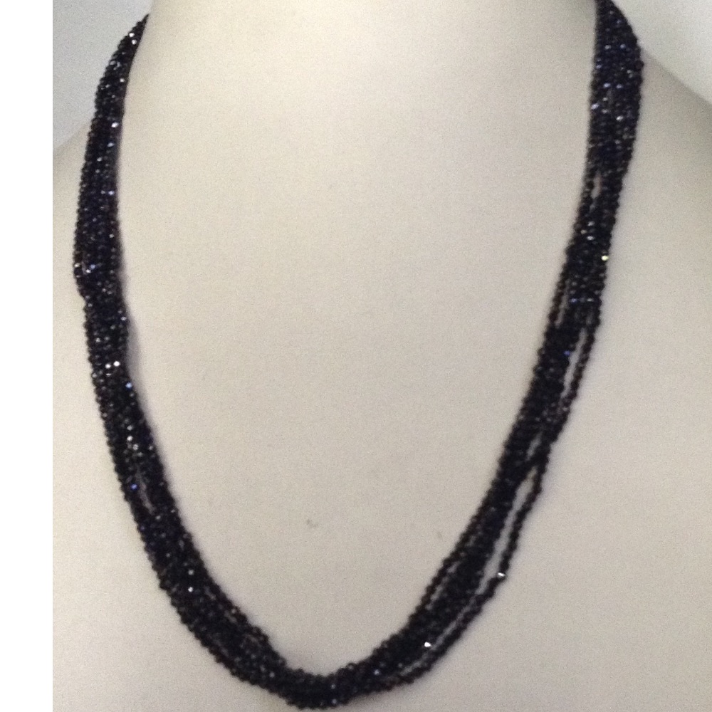 Natural Black CZ Round Faceted Beeds 6 Layers Necklace JSS0030