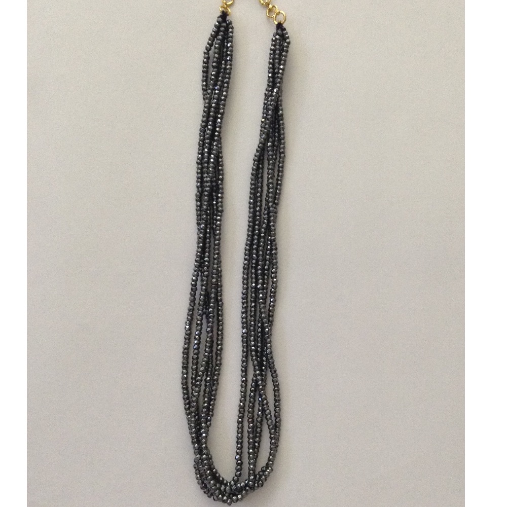 Natural Gunmetal Round Faceted Beeds 5 Layers Necklace jss0029