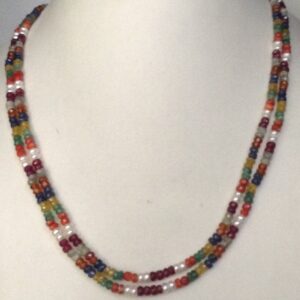 Natural Navratan Round Faceted Beeds 2 Layers Necklace JSN0023