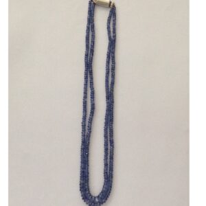 Natural blue kunzite round beeds 2 layers necklace JSS0031