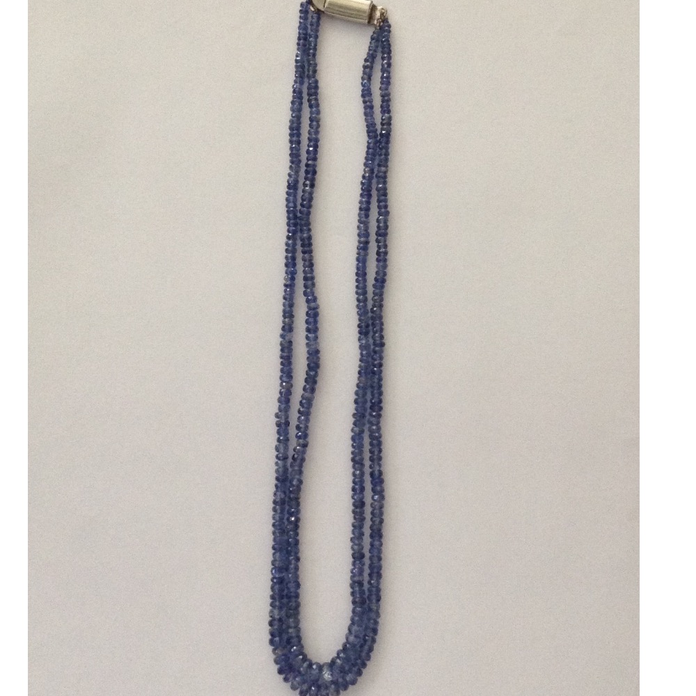 Natural blue kunzite round beeds 2 layers necklace JSS0031