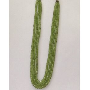 Natural Parrot Green Peridot Faceted Beeds 3 Layers Necklace JSS0026