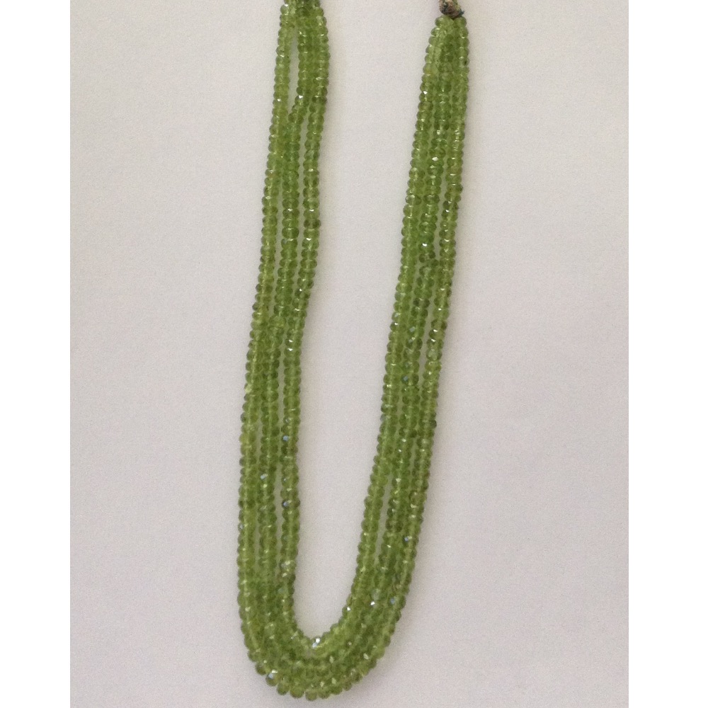 Natural Parrot Green Peridot Faceted Beeds 3 Layers Necklace JSS0026