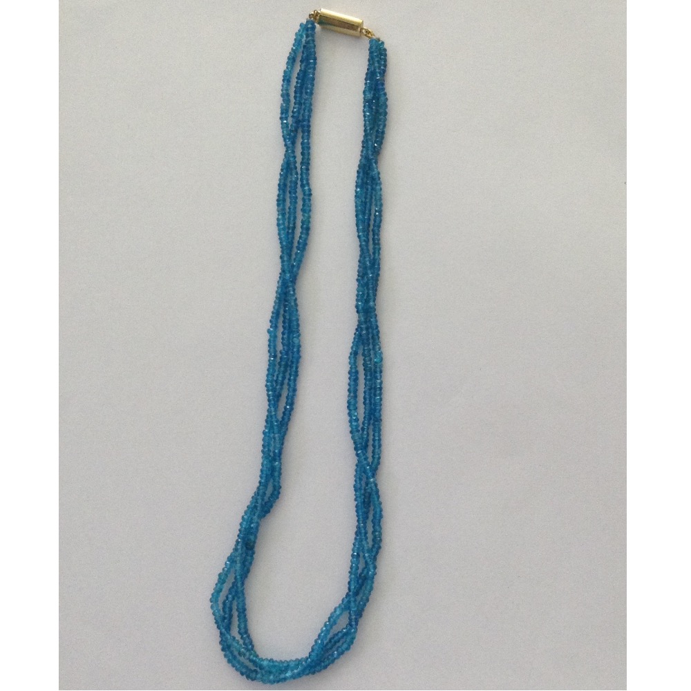 Natural Sky Blue Apatite Round Beeds 3 Layers Necklace JSS0025