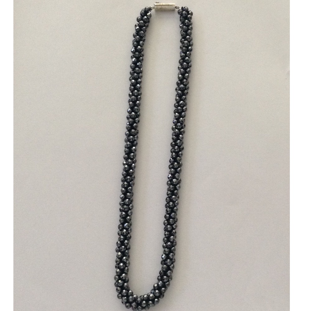 Natural Gunmetal Round Faceted Rope Mala JSS0016