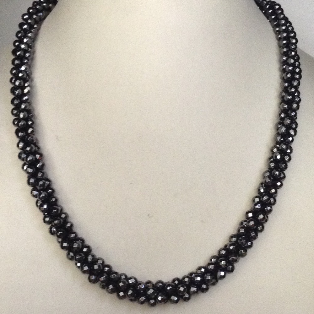 Natural Gunmetal Round Faceted Rope Mala JSS0016