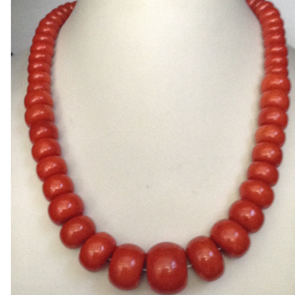 Natural orange coral round baati graded mala JSC0027