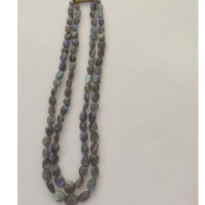 Natural Grey Labrodolite Oval Tumbles 2 Layers Neckalce JSS0015