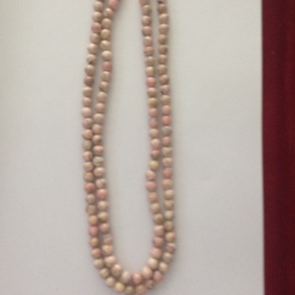 Natural Pink Sandstone Round Beeds 2 Layers Necklace JSS0013